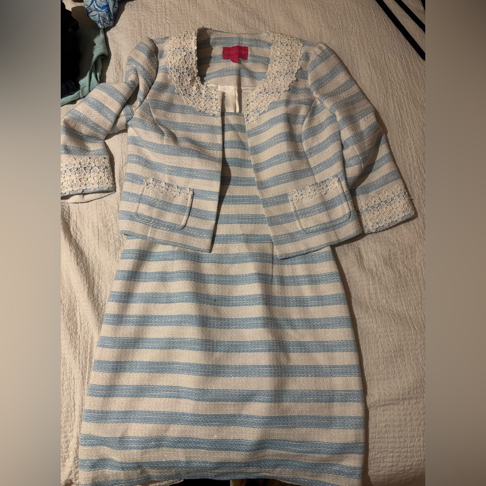 Lilly Pulitzer Nienie Lurex Boucle Striped Dress & Tweed Blazer